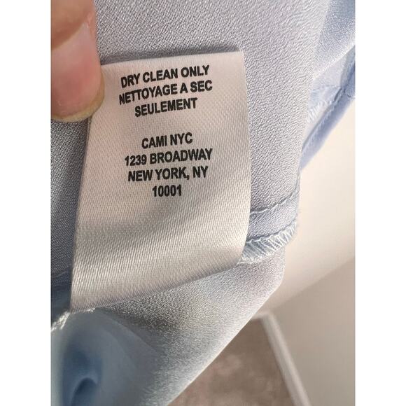 CAMI NYC Marceline Silk Blend Metallic Chiffon Crossback Maxi Dress Light Blue 6 - Picture 8 of 12